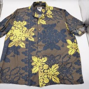 Vtg Mamo Howell Aloha Shirt Mens M Hawaiian Button Floral Yellow Beach Resort